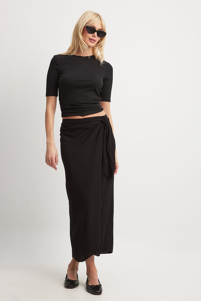 Tied Detail Midi Skirt