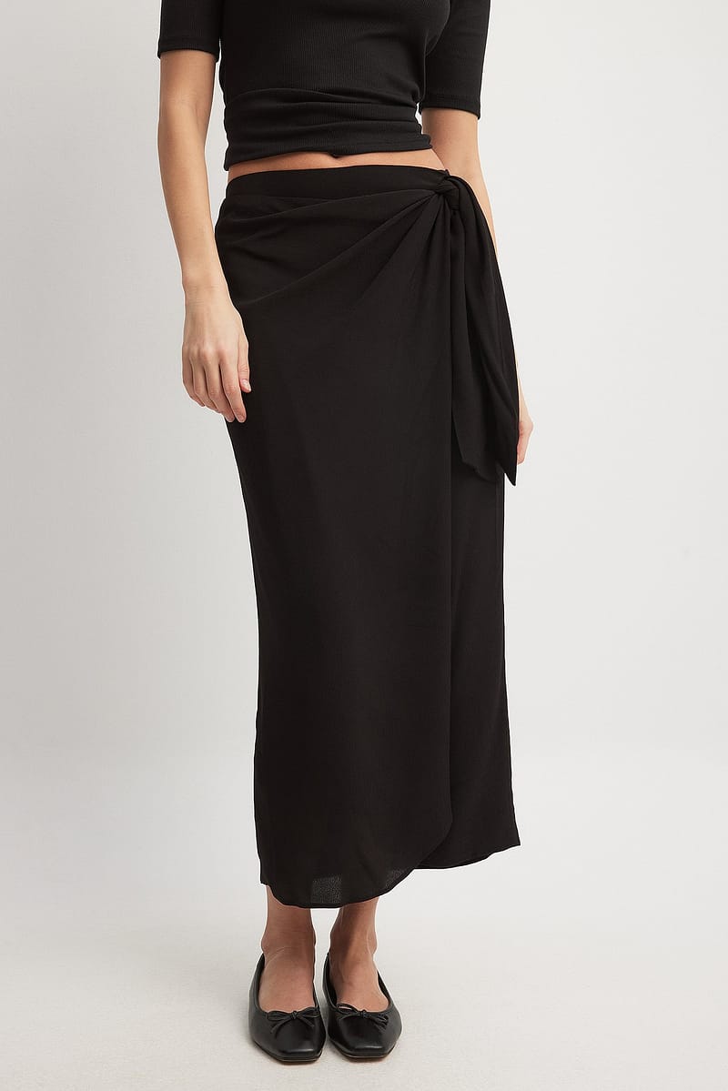 Tied Detail Midi Skirt