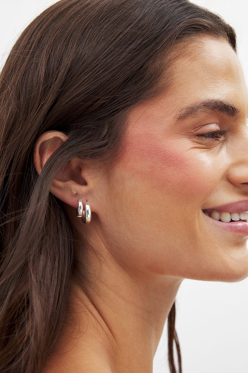 2-Pack Silver Plated Basic Chubby Hoops - Silver